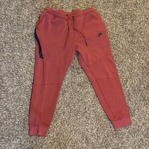 Nike Men's Brick Red Jogger Sweatpants with Black Detail